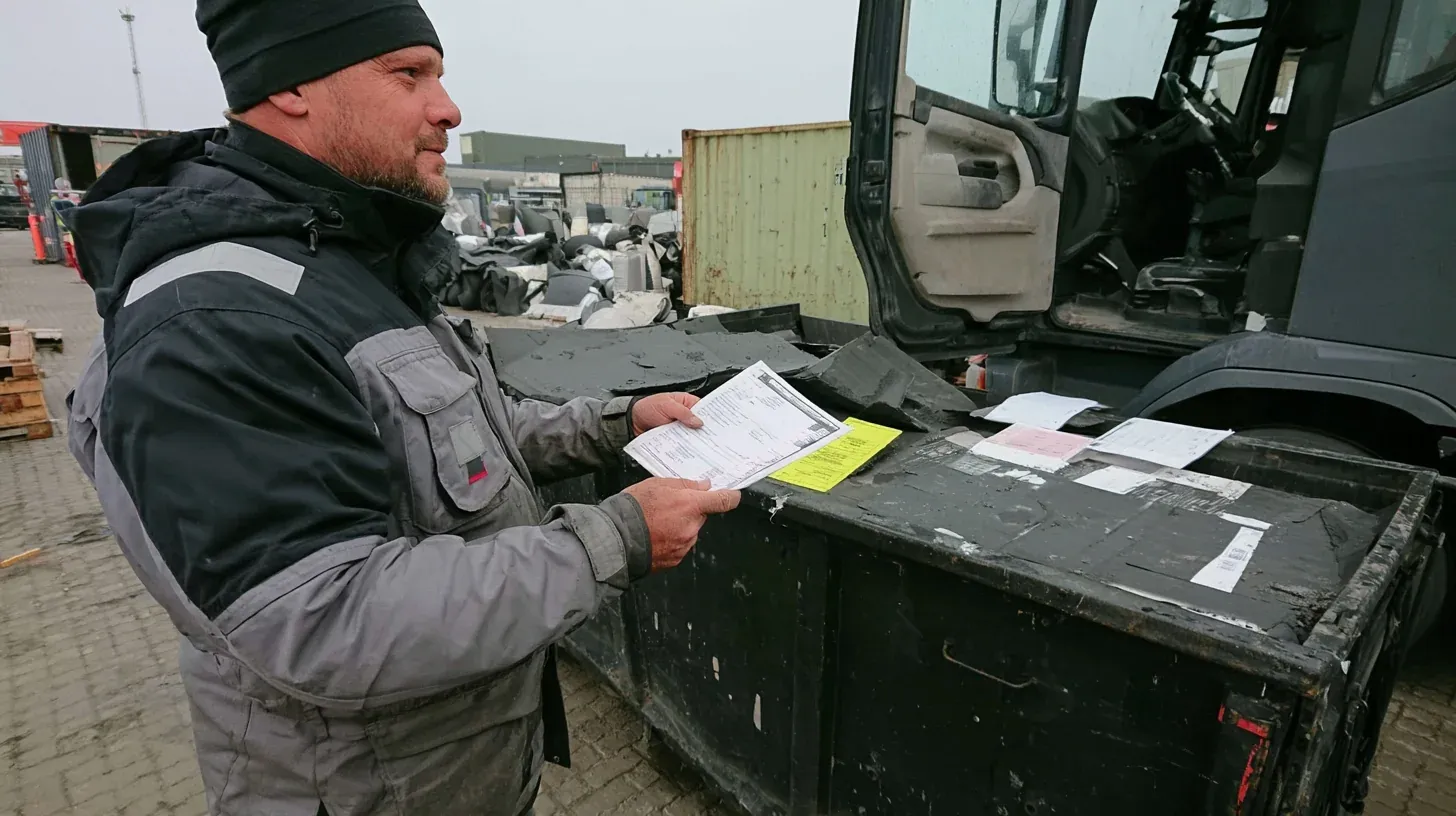 gdzie-01-legalna-utylizacja-papy-pracownik-z-dokumentem-kpo-przy-kontenerze.webp