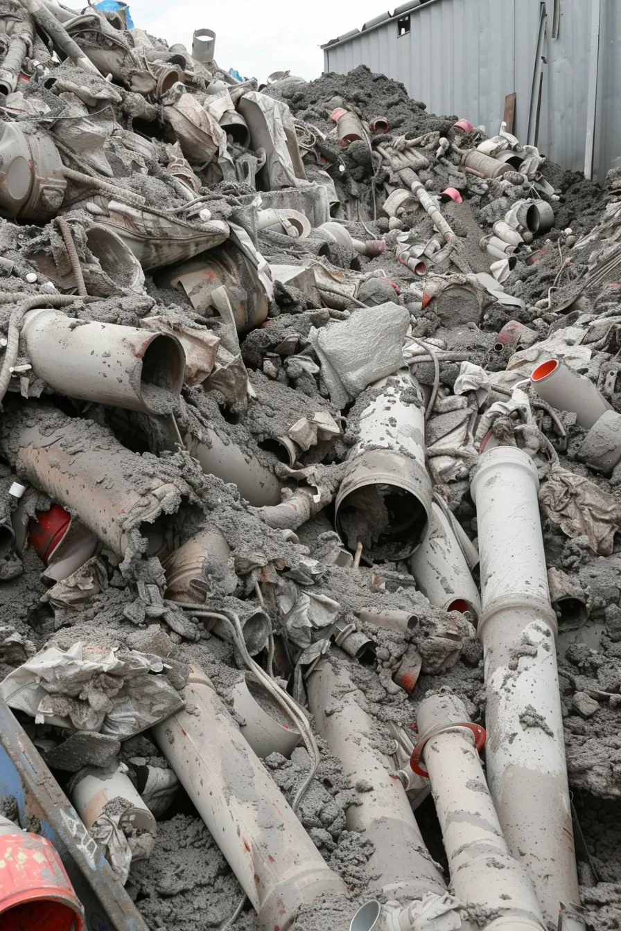 Fragmenty brudnych plastików i materiałów przemysłowych przeznaczonych na paliwo.