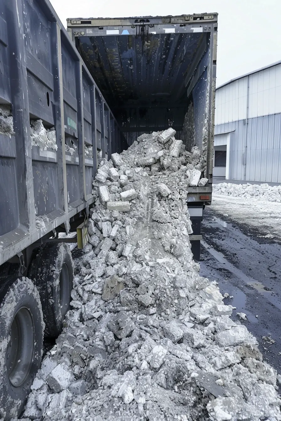 Załadunek dużych paczek odpadów styropianu na ciężarówkę przestrzenną CDSRecycling.