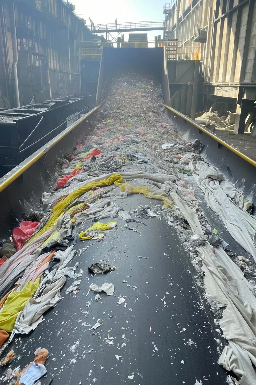 utylizacja-i-recykling-odpadow-tekstylnych-cdsrecycling_1_Taśmociąg przemysłowy transportujący rozdrobnio